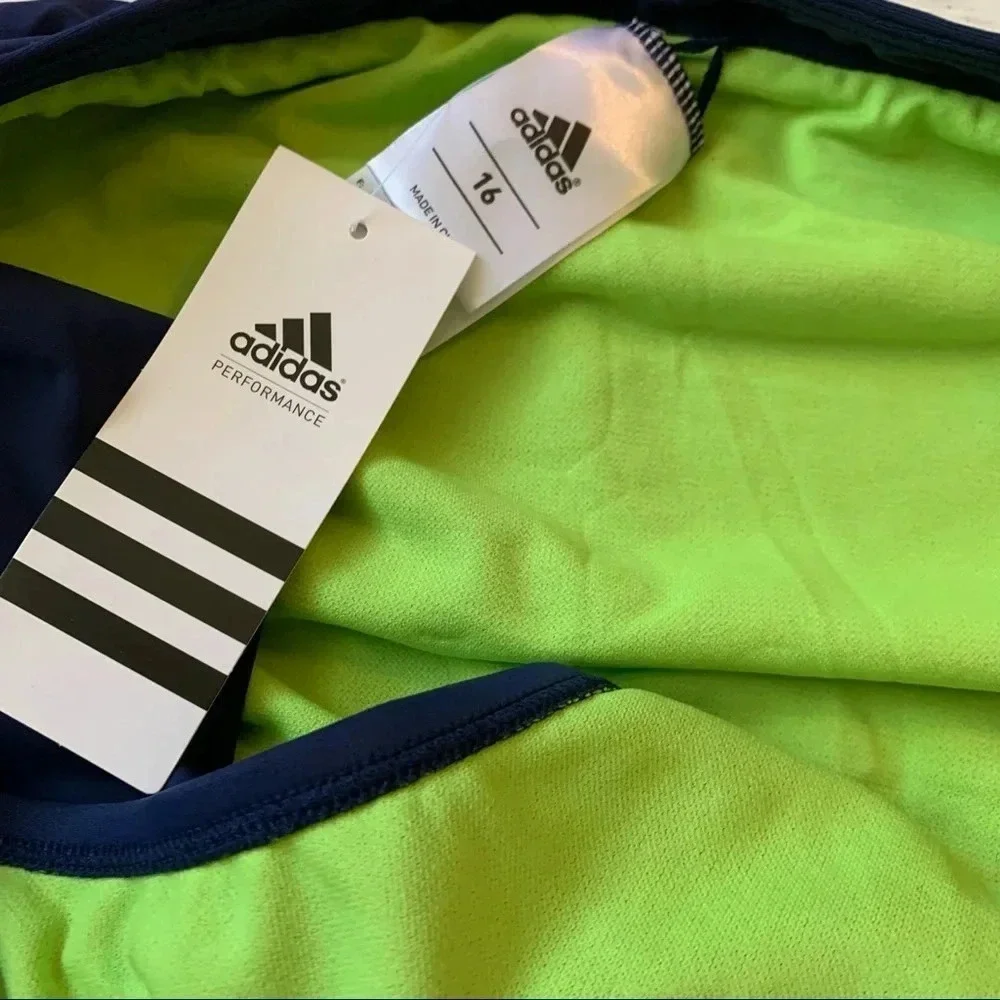 Adidas Swimsuit Skirt Bikini Bottom Navy Neon Size 16